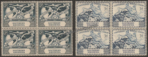 SOUTHERN RHODESIA 1949 - UPU 2V BLOCK OF 4 MNH SG: 68 - 69