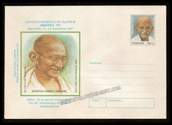 1997 Romania Gandhi 50th anniversary of India's Independence Prepaid Cover Mint #Gan696