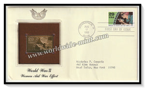 1992 USA World War II Women Aid War Effort - Gold Replica FDC #FE69