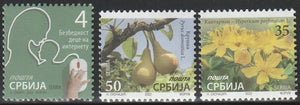 2022 Serbia Definitives - "2022" Imprint Set of 3 MNH - Flower & Fruit, Mom & Child #FOR-701