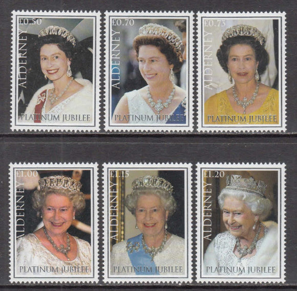 2022 ALDERNEY The 70th Anniversary of Queen Elizabeth II Accession to the Throne Set of 6 #ALD729‑734