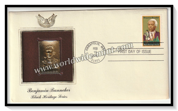 1980 USA Benjamin Banneker (American naturalist and mathematician) Black Heritage Series  - Gold Replica FDC #FE72