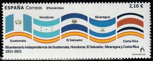 2022 Spain The 200th Anniversary of the Independence of Costa Rica, El Salvador, Honduras, Nicaragua, and Guatemala MNH #FOR-809