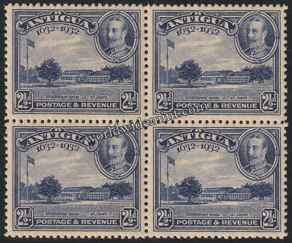 1932 ANTIGUA - KING GEORGE V TERCENTENARY BLOCK OF 4 MNH SG: 85 CV: £ 34