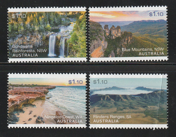 2022 Australia Our Beautiful Continent Set of 4 - Waterfall, Mountains, Sea & Beaches MNH #FOR-8