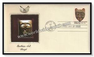 1980 USA Indian Art Tlingit - Gold Replica FDC #FE91