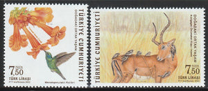 2022 Turkey Everyday Life in Nature Set of 2 MNH Deer, Birds #FOR-977