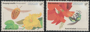 2020 Uruguay Flowers and Pollinators Set of 2 MNH - Bee #FOR-984