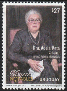 2021 Uruguay Personalities - Dra. Adela Reta, (Lawyer) 1921-2001 MNH #FOR-991