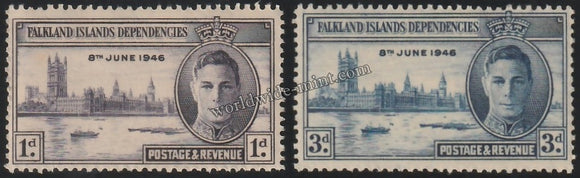 FALKLAND ISLANDS DEPENDENCIES 1946 - KING GERORGE VI - VICTORY ISSUE 2V MNH SG: G17 - G18