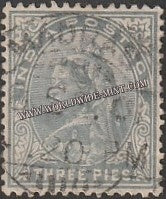 1900 - 1902 BRITISH INDIA - 3p Grey - Queen Victoria - Empire Star W/M Used Stamp S.G:112