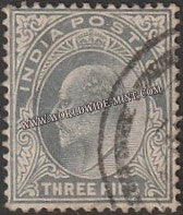 1902 - 1911 BRITISH INDIA - 3p Slate Grey (1904) - King Edward Star W/M Used Stamp S.G:120