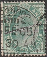 1902 - 1911 BRITISH INDIA - 1/2 a Green - King Edward Star W/M Used Stamp S.G:122