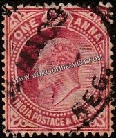 1906 - 1907 BRITISH INDIA - 1a Carmine (07.01.1907) - King Edward Star W/M Used Stamp S.G:150