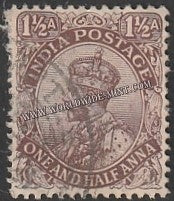 1911 - 1923 BRITISH INDIA - 1 1/2 a Chocolate (Type A) (1919) - King George V Star W/M Used Stamp S.G:163