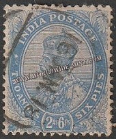 1911 - 1923 BRITISH INDIA - 2a 6p Ultramarine (1913) - King George V Star W/M Used Stamp S.G:171