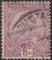 1911 - 1923 BRITISH INDIA - 8a Deep Magenta (1912) - King George V Star W/M Used Stamp S.G:179