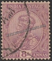 1911 - 1923 BRITISH INDIA - 8a Bright Mauve (1918) - King George V Star W/M Used Stamp S.G:181