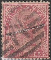 1882 - 1890 BRITISH INDIA - 9p Aniline Carmine - Queen Victoria - Empire Star W/M Used Stamp S.G:87