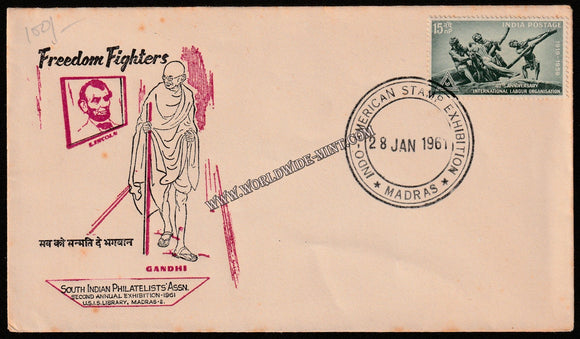 1961 SIPA Indo American Stamp Exhibition - Freedom Fighters Gandhi Special Cover #Spl-16