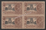 1935 BRITISH INDIA - 1a Black & Brown - King George V, Silver Jubilee - Rameswaram Temple, Madras Multi Star W/M Block of 4 MNH S.G:242