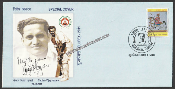 2011 GUJPEX Captain Vijay Hazare Special Cover #SPL-246