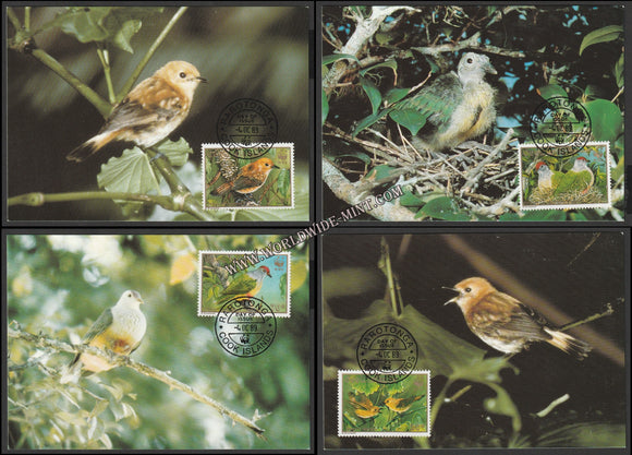 1989 Cook Islands Birds Set of 4 WWF Official Maxim card #FE259