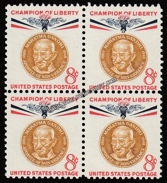 1961 United States of America Gandhi Block of 4 #Gan558