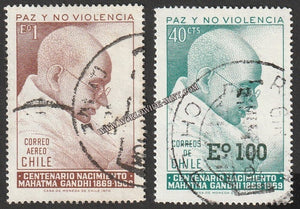 1969 Chile Gandhi Birth Centenary Set of 2  Used Stamp #Gan582