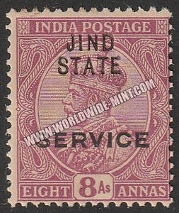 1923 Jind K.G. V Deep Magenta - 8a SG: 042, £ 1.50 MNH