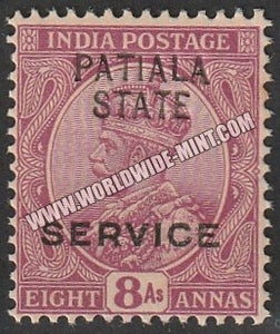 1913-1926 Patiala K.G. V - Deep Magenta 8a SG: 042, £ 0.75 MNH