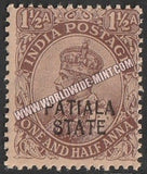 1922 Patiala K.G. V - Chocolate (type-A) 1 1/2a SG: 51, £ 0.50 MNH