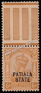 1921 Patiala K.G. V - Brown -ochre 6a SG: 55a, £ 8.50 Gutter MNH