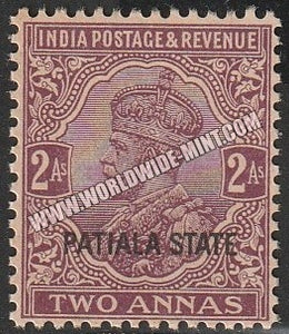 1928-34 Patiala K.G. V - Purple 2a SG: 68, £ 2.50 MNH
