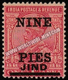 1922 Jind K.G. V  - Rose-Carmine 9p and 1a. SG: 79, £ 1.25 MNH