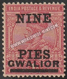 1921 Gwalior K.G. V - Rose-Carmine 9p and 1a SG: 79, £ 0.30 MNH