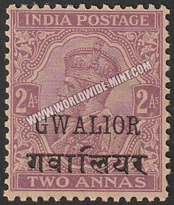 1912 -1923 Gwalior K.G. V - Deep Mauve 2a SG: 70b, £ 9.50 MNH