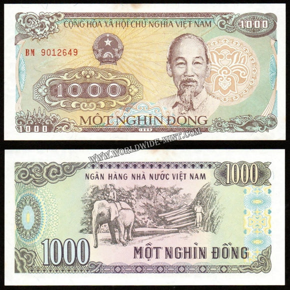 Vietnam 1000 Dong 1988 UNC Banknote (Negligible Stains) N#202330