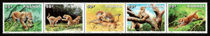 1987 Rwanda Leopard  Strip of 4 MNH High Catalog Value £ 25 S.G.: 1302-1306 #FT-2