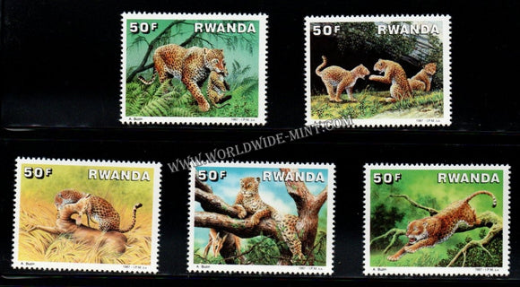 1987 Rwanda Leopard  Set of 4 MNH High Catalog Value £ 25 S.G.: 1302-1306 #FT-1