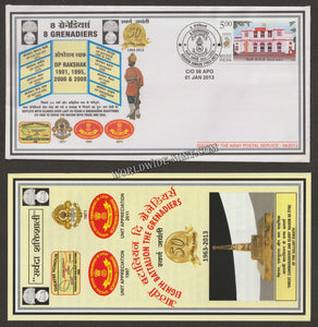 2013 INDIA 8 GRENADIERS GOLDEN JUBILEE APS COVER (01.01.2013)