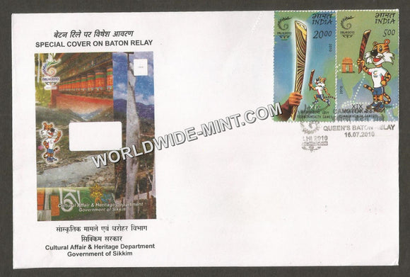 2010 Queen's Baton Relay Cultural Affair & Heritage Department Government of Sikkim Special  Cover #WB104