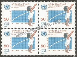 1986 40th Anniversary of UNICEF-Growth Monitering Block of 4 MNH