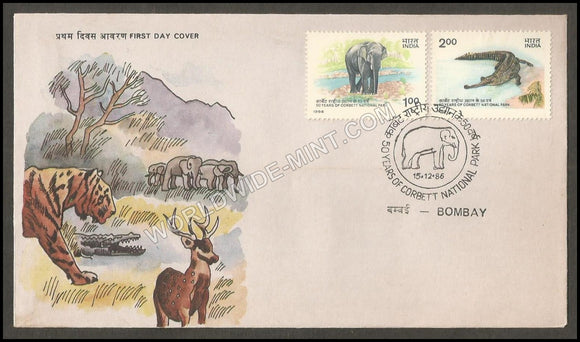 1986 50 Years of Corbett National Park-2v Set FDC