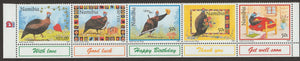 1997 Namibia - Guineafowl - Greeting Strip of 5 stamps