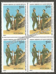 1987 Garhwal Rifles & the Garhwal Scouts Block of 4 MNH