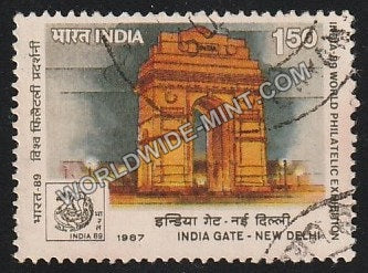 1987 India-89 (World Philatelic Exhibition)-India Gate, New Delhi Used Stamp