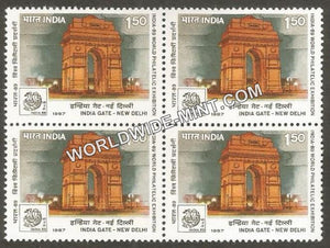 1987 India-89 (World Philatelic Exhibition)-India Gate, New Delhi Block of 4 MNH