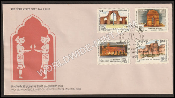 1987 India-89 (World Philatelic Exhibition)-4v Set FDC