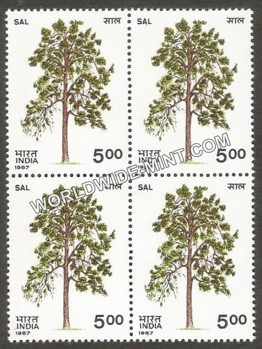 1987 Indian Trees-Sal Block of 4 MNH